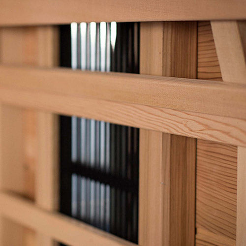 close up picture of wood in Finnmark FD-2 Full-Spectrum Infrared Sauna