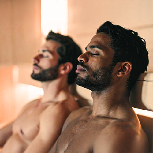 two men sitting and relaxing with eyes closed in the Westlake 300LX