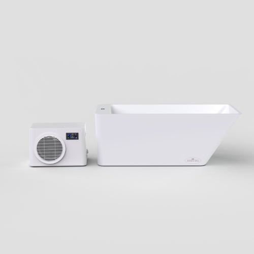 front view of Pro XL White cold plunge, extra-long tub for taller users