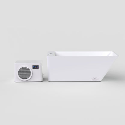 front view of Pro XL White cold plunge, extra-long tub for taller users
