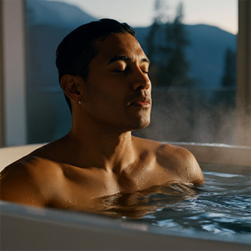 Man relaxing in Pro cold plunge
