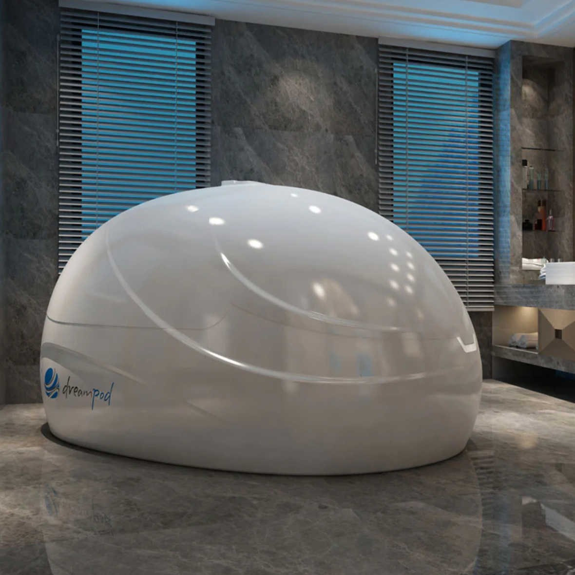 Float tank in home bathroom