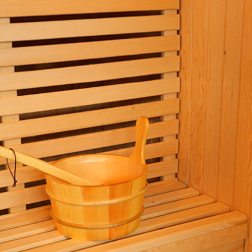 Wooden Cask & ladle inside of the Baldwin 2-Person Traditional Sauna